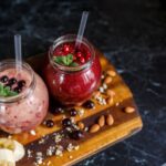 vegan smoothies on a tray