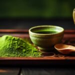 Matcha superfood in a bowl next to matcha powder