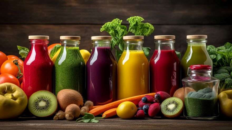 Superfood juice with fruits and vegetablees