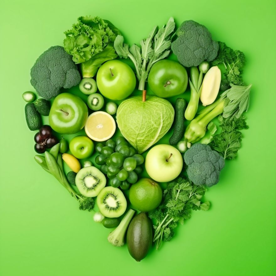 Amazing green superfood in shape of a heart