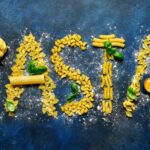 Gluten-free pastina in the shape of the word 'Pasta"