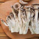 Grilled oyster mushrooms in a board