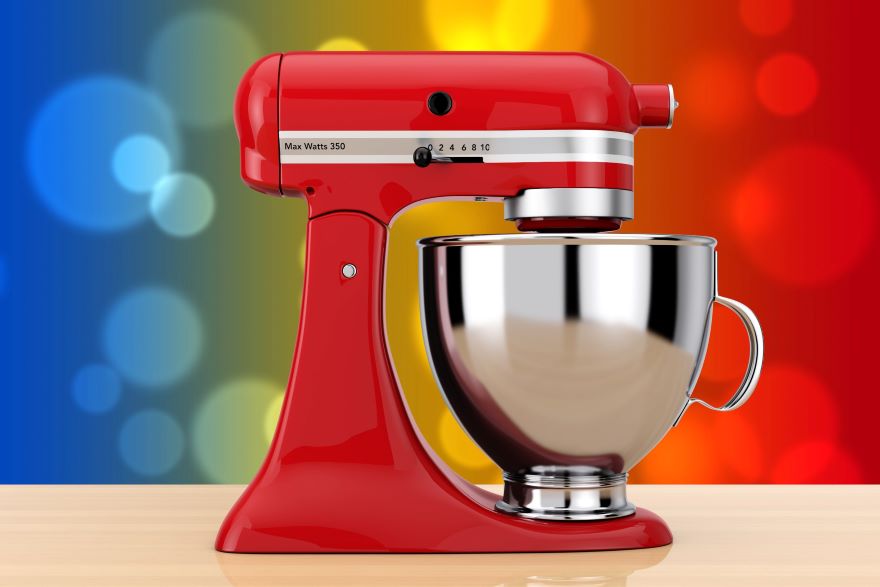 Best stand mixers on a multicoloured background