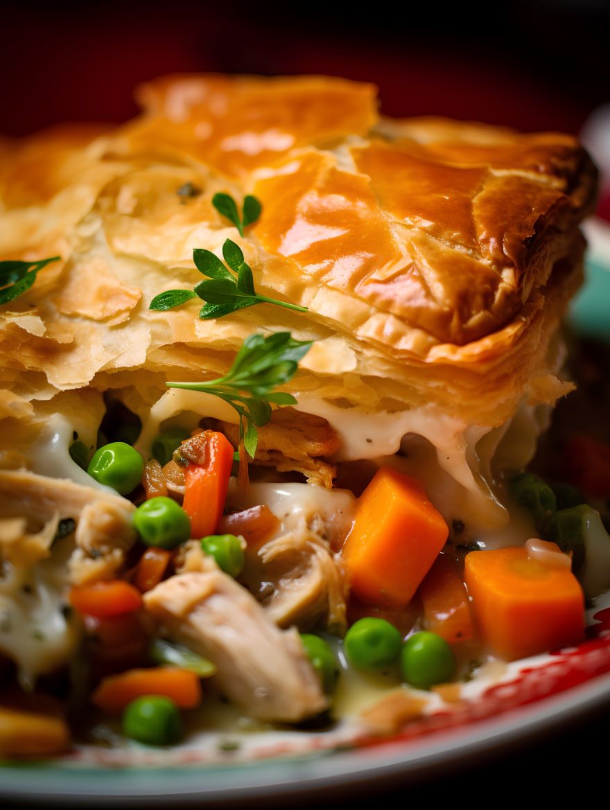 Dairy-free chicken pot pie with lots of vegetables