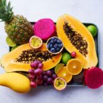 Superfood fruits on a tray