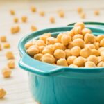 Are chickpeas gluten-free? with chickpeas in a blue container