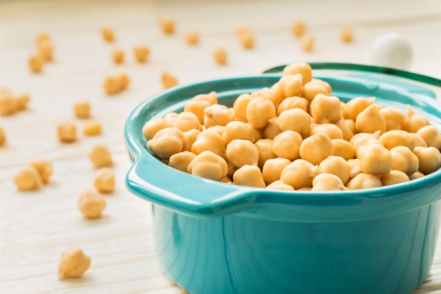 Are chickpeas gluten-free? with chickpeas in a blue container