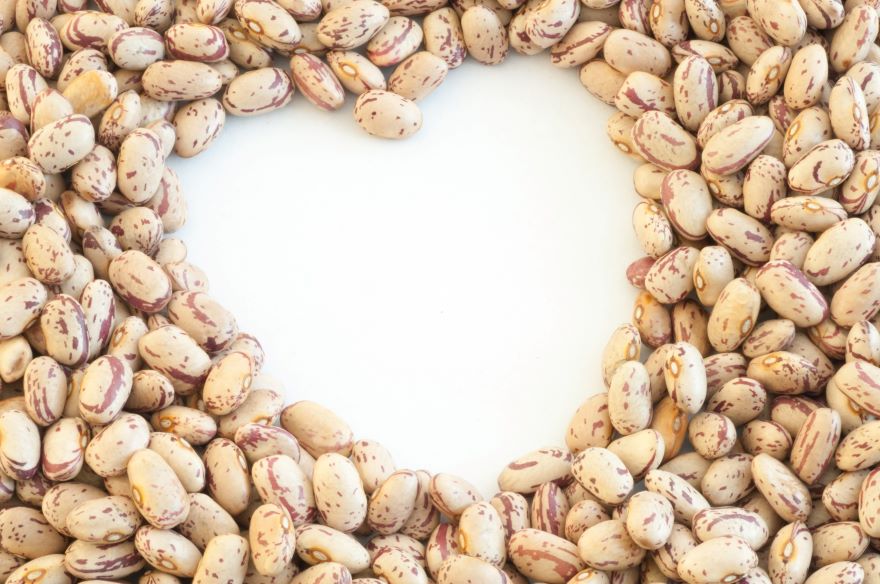 Chipotle pinto beans making a heart shape