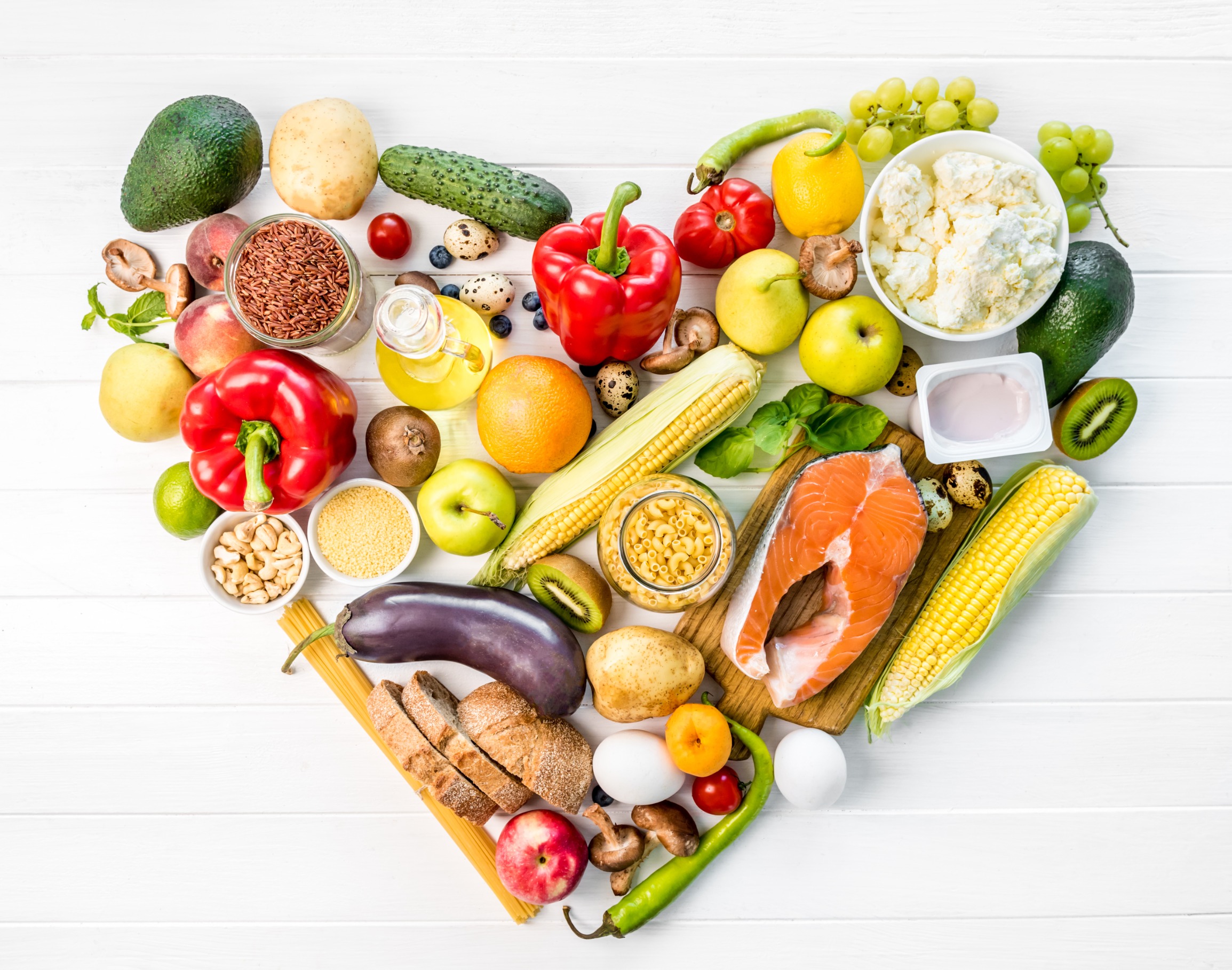Nutritarian diet with a heart shape full of veg