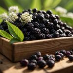 Dried elderberries in a box outside