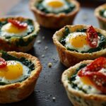 Baked egg and frozen spinach breakfast cups with feta and sun-dried tomatoes with five on try