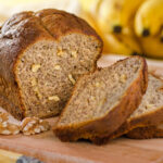Healthy banana bread with slices cut off