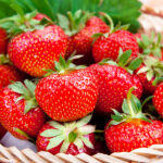 Organic strawberries in a basket